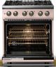 Viking® 5 Series 30" Blush Pro Style Dual Fuel (LP) Range with Brushed Brass Trim-1