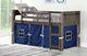 Donco Kids Barn Door Blue/Brushed Shadow Youth Twin Low Loft with Tent Kit-1