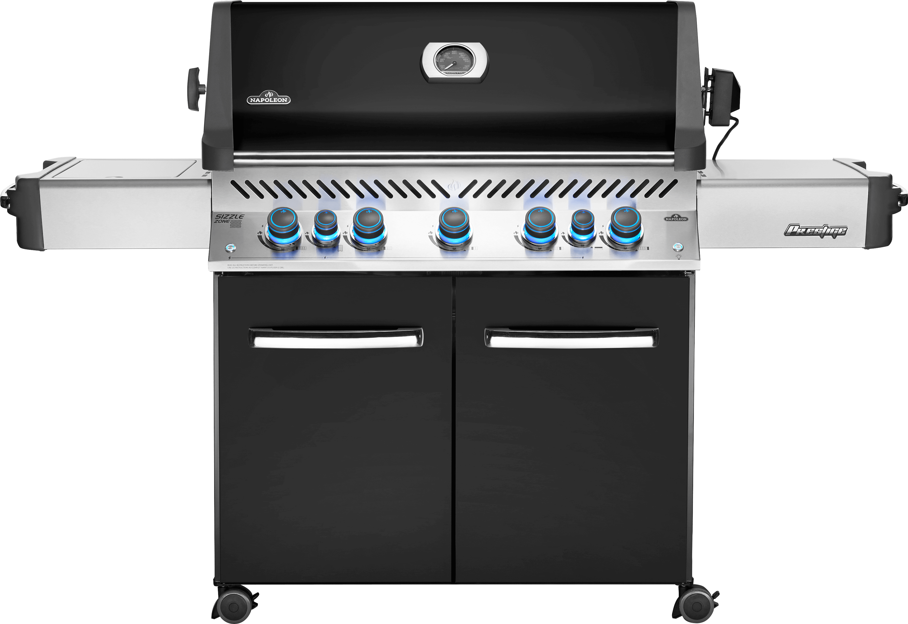 Napoleon Prestige 665 Propane Gas Grill with Infrared Side and Rear Burners Black