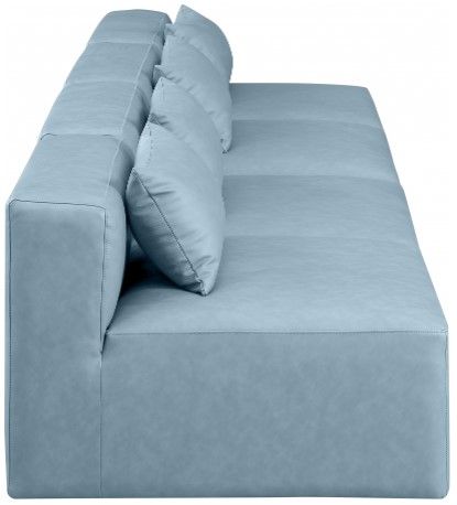 Meridian Furniture Cube 4-Piece Light Blue Vegan Leather Armless Sectional-2