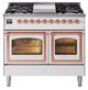 Ilve® Nostalgie II Noblesse 40'' White Pro Style Dual Fuel Range with Copper Trim-0