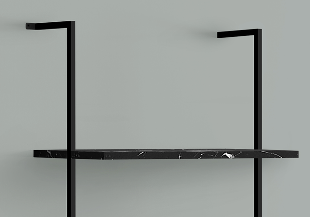 Monarch Specialties Inc. Black/Black Marble Ladder Bookcase-2