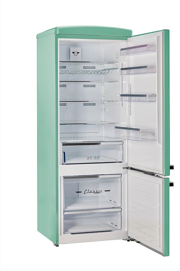 Unique Appliances Classic Retro 28" 17 Cu. Ft. Ocean Mist Turquoise Counter Depth Bottom Freezer Refrigerator-2