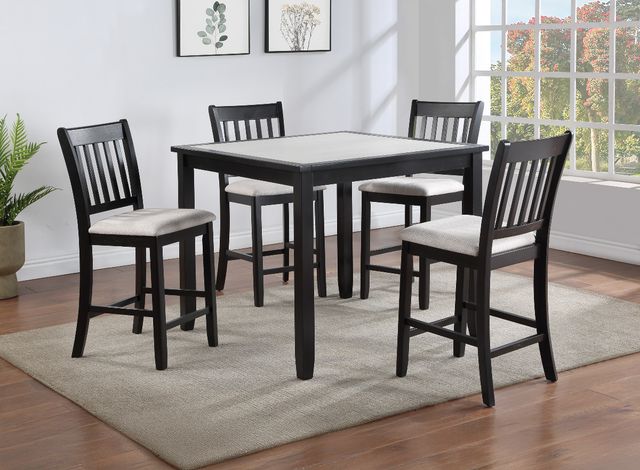 Crown Mark Salvador 5-Piece Black/White Counter Dining Set-1