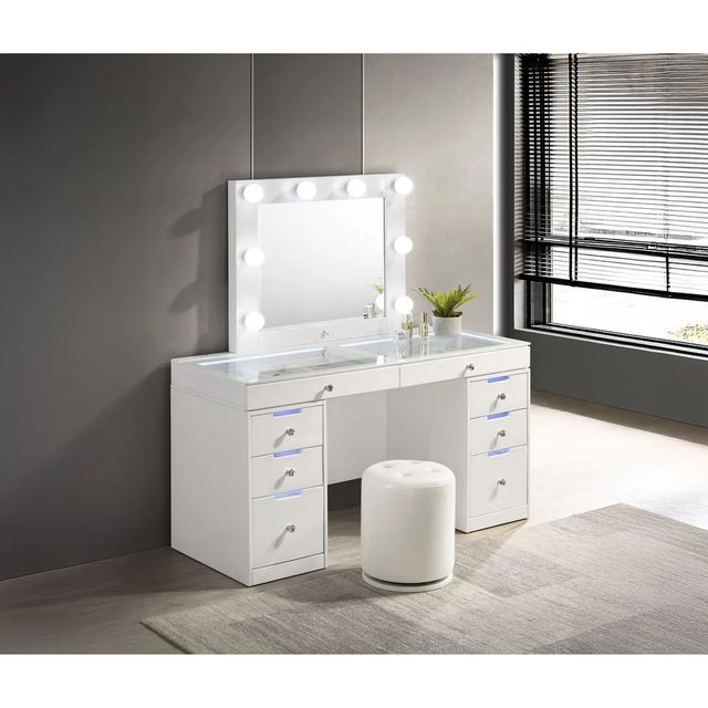 Crown Mark Luxo White Vanity Base-0
