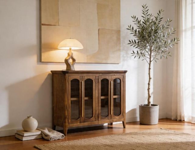International Furniture Direct Brava Brown 4-Door Console-1