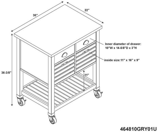 Linon Robbin White Kitchen Cart-2
