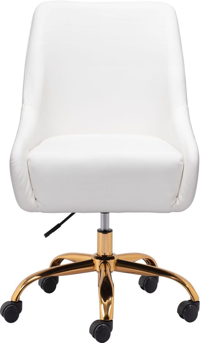 Zuo® Modern Madelaine White/Gold Office Chair-2