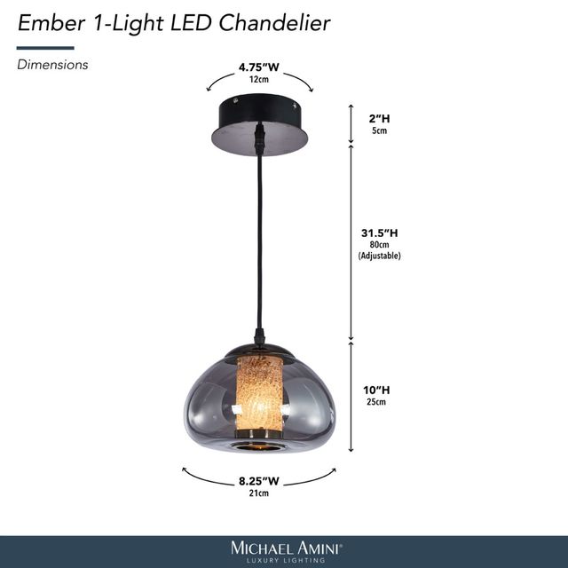 Michael Amini® Ember Black/Gold 1-Light LED Chandelier-2