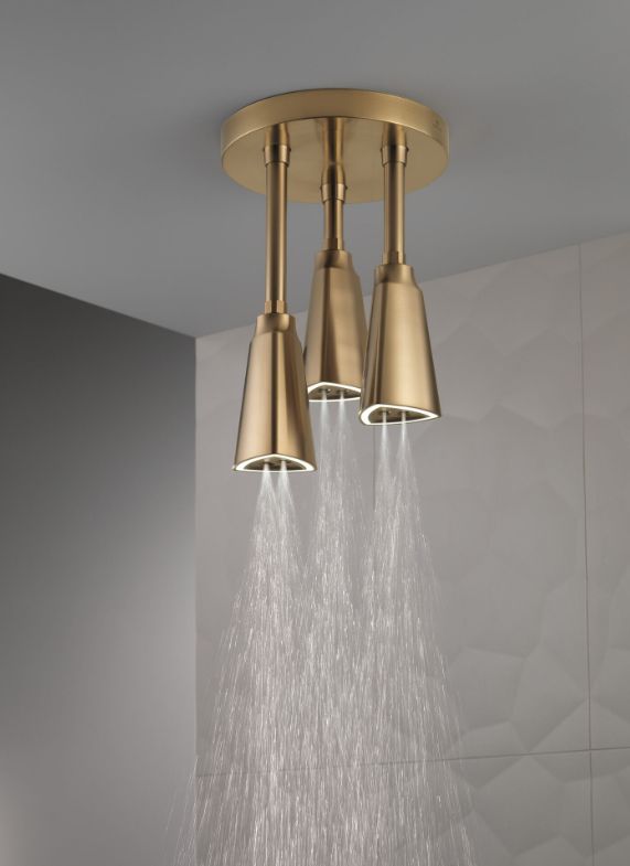 Delta Universal Showering Champagne Bronze H2Okinetic® Pendant Raincan Shower Head with LED Light-1