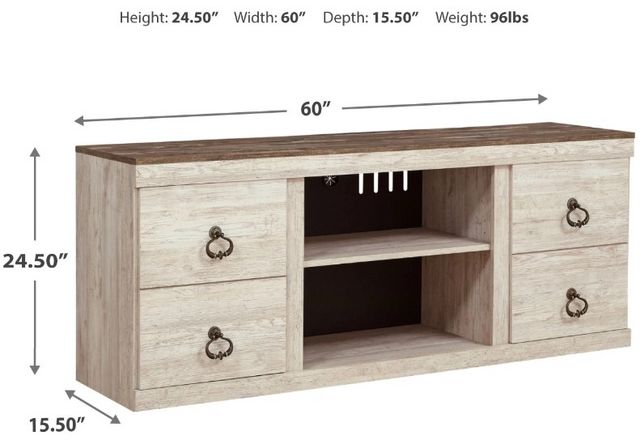 Signature Design by Ashley® Willowton Whitewash 60" TV Stand-6