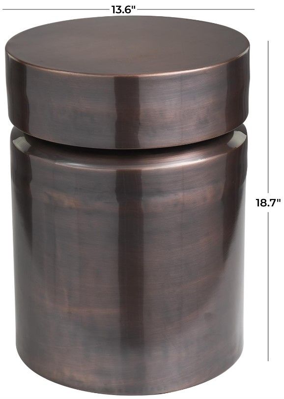 Deco Marche Copper Drum Accent Table-3