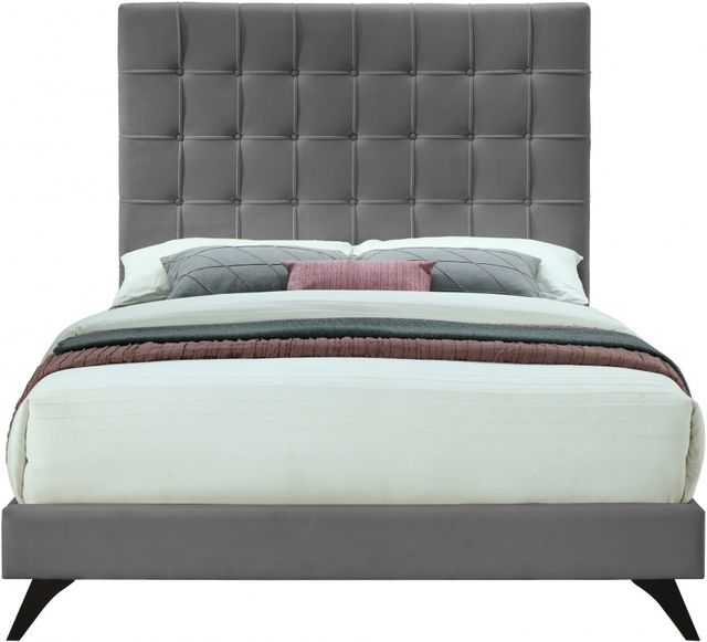 Meridian Furniture Elly Grey Velvet Queen Bed-1