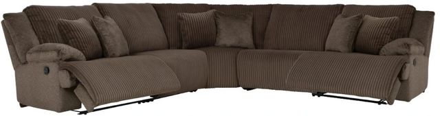 Signature Design by Ashley® Top Tier 5-Piece Chocolate Curved Manual Reclining Sectional Sofa