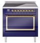 Ilve® Nostalgie II Noblesse 36'' Midnight Blue Pro Style Induction Range with Brass Trim-0