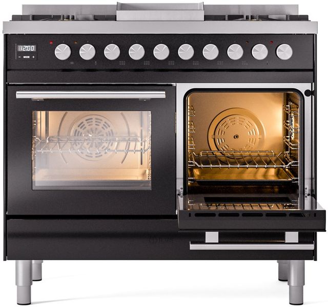Ilve® Professional Plus II 40" Glossy Black Pro Style Dual Fuel Range-3