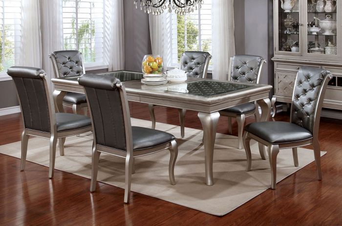 Furniture of America® Amina 7-Piece Glass Top Dining Table Set