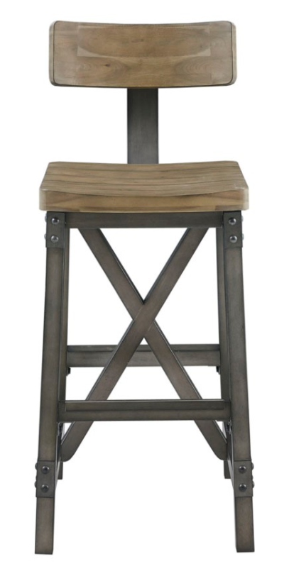 Olliix by INK+IVY Lancaster Oak/Silver Bar Stool with Back-0