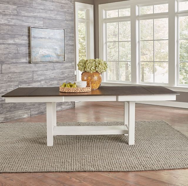 Liberty Furniture Brook Bay Carbon Gray Trestle Dining Table with Textured White Base-3