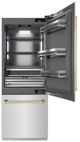 ZLINE Autograph Edition 30" 16.1 Cu. Ft Satin Stainless Steel Built In Bottom Freezer Refrigerator with Polished Gold Accents-3