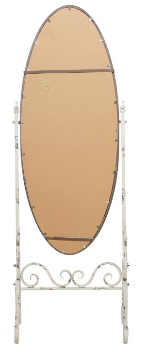 Deco Marche White Scroll Oval Floor Mirror with Stand-2
