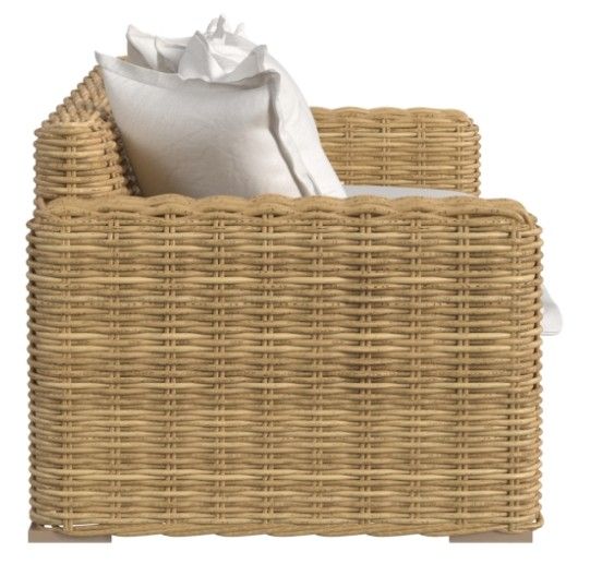 Sunset West Playa Natural Resin Wicker Outdoor Loveseat with Soothe Pearl Cushion-2