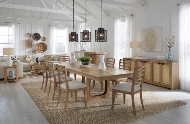 Parker House® Escape 2-Piece Glazed Natural Oak/Mirage Mist Barrel Dining Arm Chair Set-3