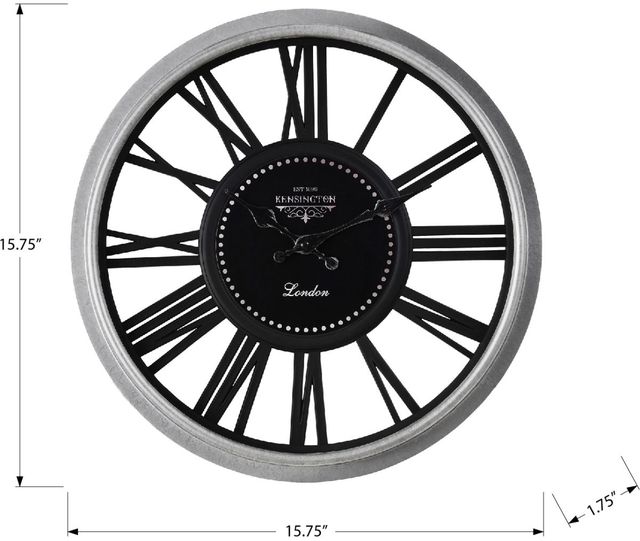 Monarch Specialties Inc. Black/Silver 16" Wall Clock-3
