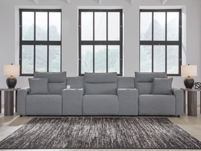 Signature Design by Ashley® Modmax II 5-Piece Pepper/Salt Power Reclining Small Spaced Sectional with Console Storage-1