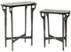 StyleCraft Hammared 2-Piece Glass on Top Nesting Side Table with Silver Cast Alluminum Base Set-0