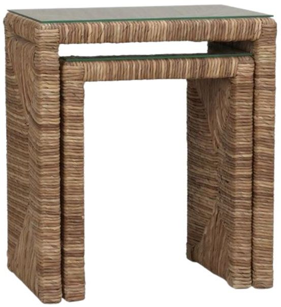 Bramble Tuscan Glass Top Nesting Table with Natural Base-2