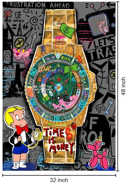 Classy Living Expressive Time is Money Wall Art-2