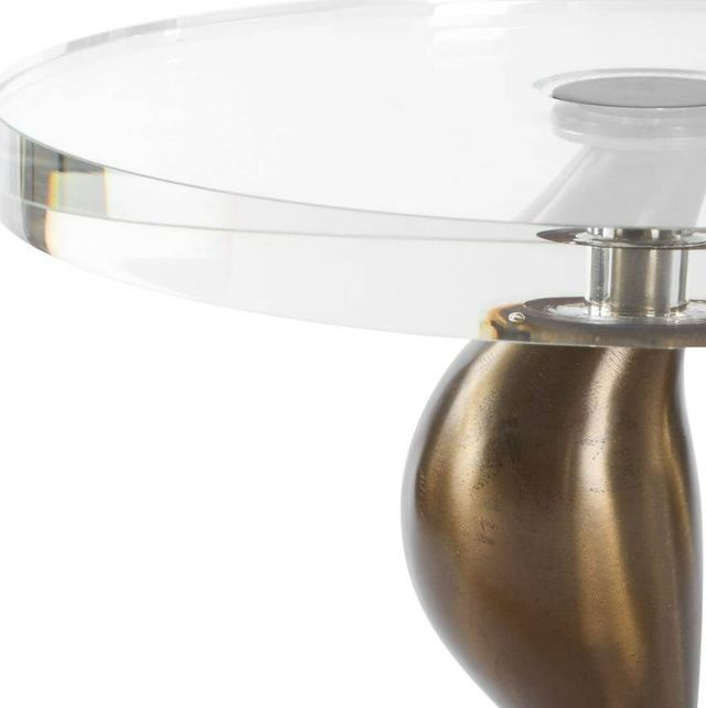 Uttermost® Remolino Glass Top Drink Table with Black/Warm Bronze Base-4