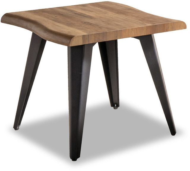 Mazin Furniture Macdonald Warm Wood End Table with Black Metal Legs-0