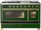 Ilve® Majestic III 48" Emerald Green Pro Style Dual Fuel Natural Gas Range with Triple Glass Door and Brass Trim-1