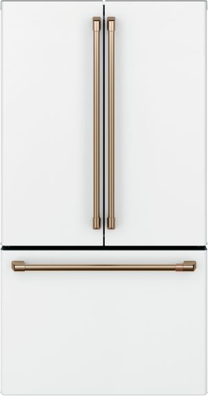 Front view of the Café™ 36 in. 23.1 Cu. Ft. Matte White Counter Depth French Door Refrigerator