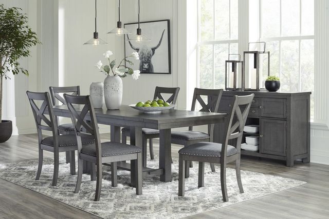Signature Design by Ashley® Myshanna Antiqued Gray Dining Extension Table-3