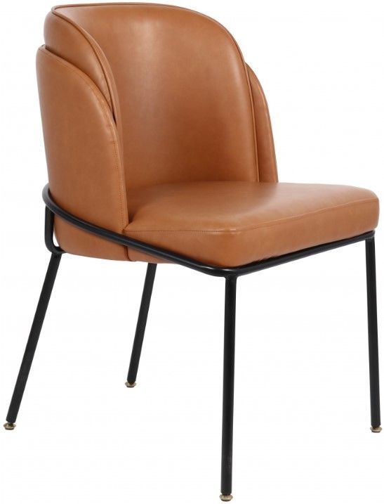 Meridian Furniture Jagger Cognac/Matte Black Vegan Leather Dining Side Chair-1