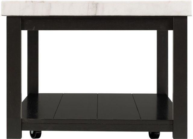 Elements International Marcello White Marble Top Coffee Table with Black Base-2