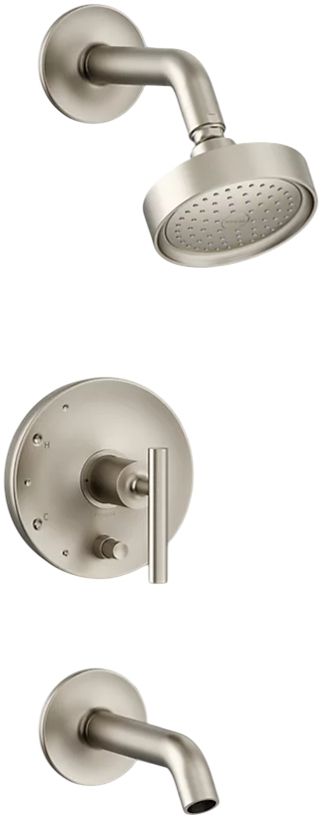 KOHLER® Purist® Rite-Temp® Vibrant Brushed Nickel 1.75 GPM Bath and Shower Trim Kit with Push-Button Diverter and Lever Handle-0