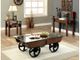 Furniture of America® Penny Glass Top End Table with Medium Weathered Oak Base-1
