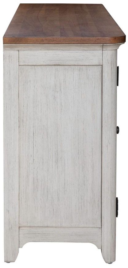 Liberty Furniture Farmhouse Reimagined Antique White/Chestnut 80" Fireplace TV Console-3