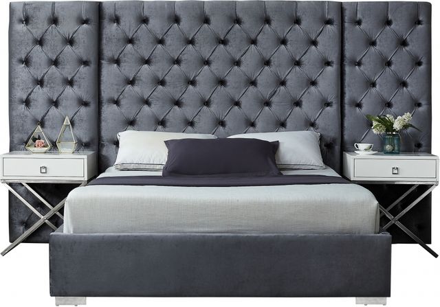 Meridian Furniture Grande Grey Velvet King Bed-0