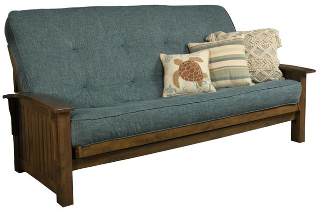 Kodiak Furniture Washington Linen Aqua/Rustic Walnut Queen Futon with Mattress-0
