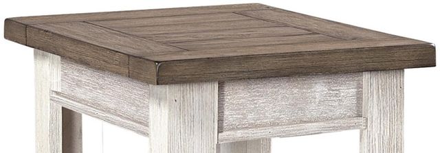 aspenhome® Eastport Drifted White Chairside Table with Brown Top -1