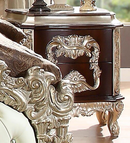 Homey Design Metallic Silver Nightstand-0