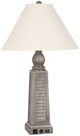 Lamps Per Se Brushed Gray Table Lamp with USB Port and AC Outlet-0
