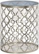 Decor-Rest® Furniture LTD Quatrefoil Glass Top Side Table with Pewter Base-0