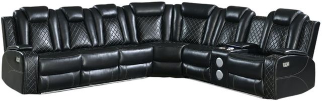 New Classic® Home Furnishings Orion II 3-Piece Black L-Shape Power Reclining Sectional-0