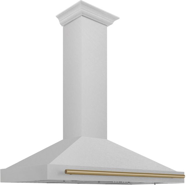 ZLINE Autograph Edition 48" Satin Stainless Steel Convertible Wall Mounted Range Hood with Champagne Bronze Handle-3